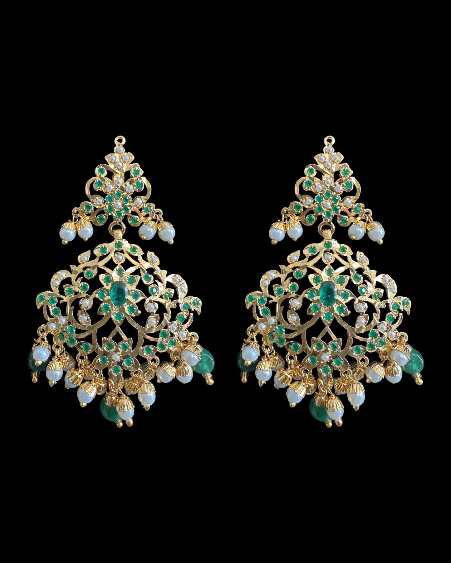 C568 Gold plated jadau choker in emerald pearls ( READY TO SHIP )