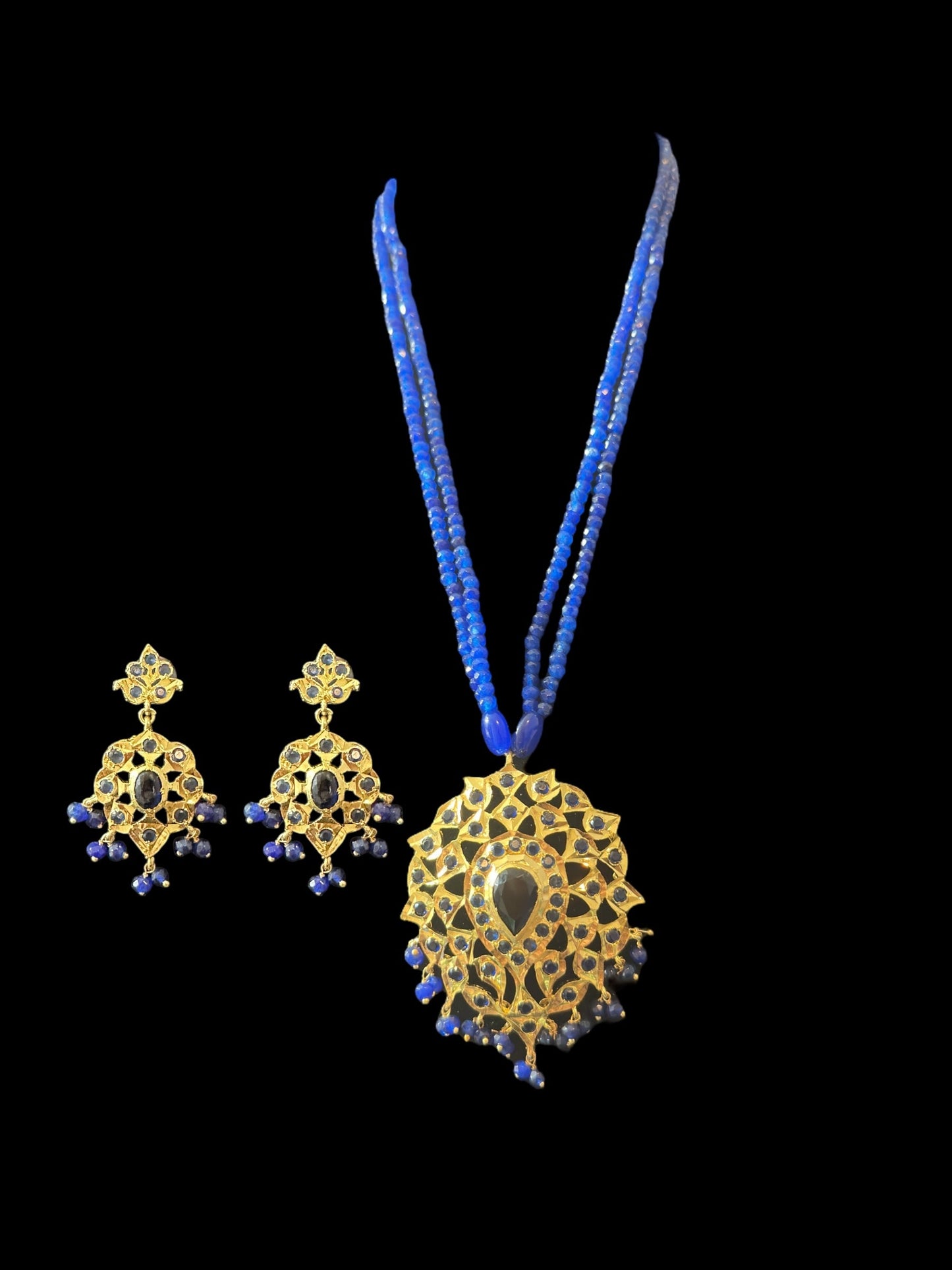 PS505 Elena faux sapphire pendant set ( SHIPS IN 2 WEEKS )
