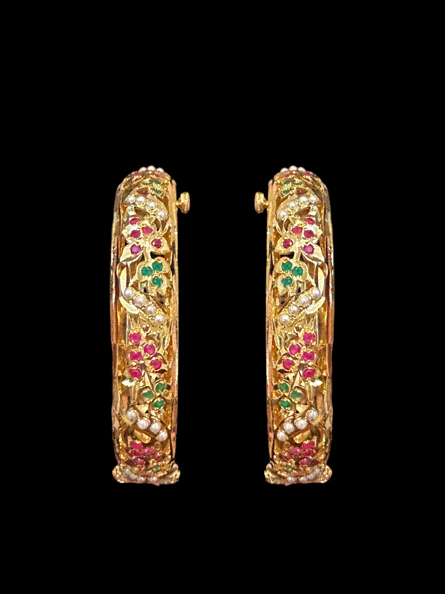 B197 Jadau  bangles ( ruby emerald   ) ( READY TO SHIP)