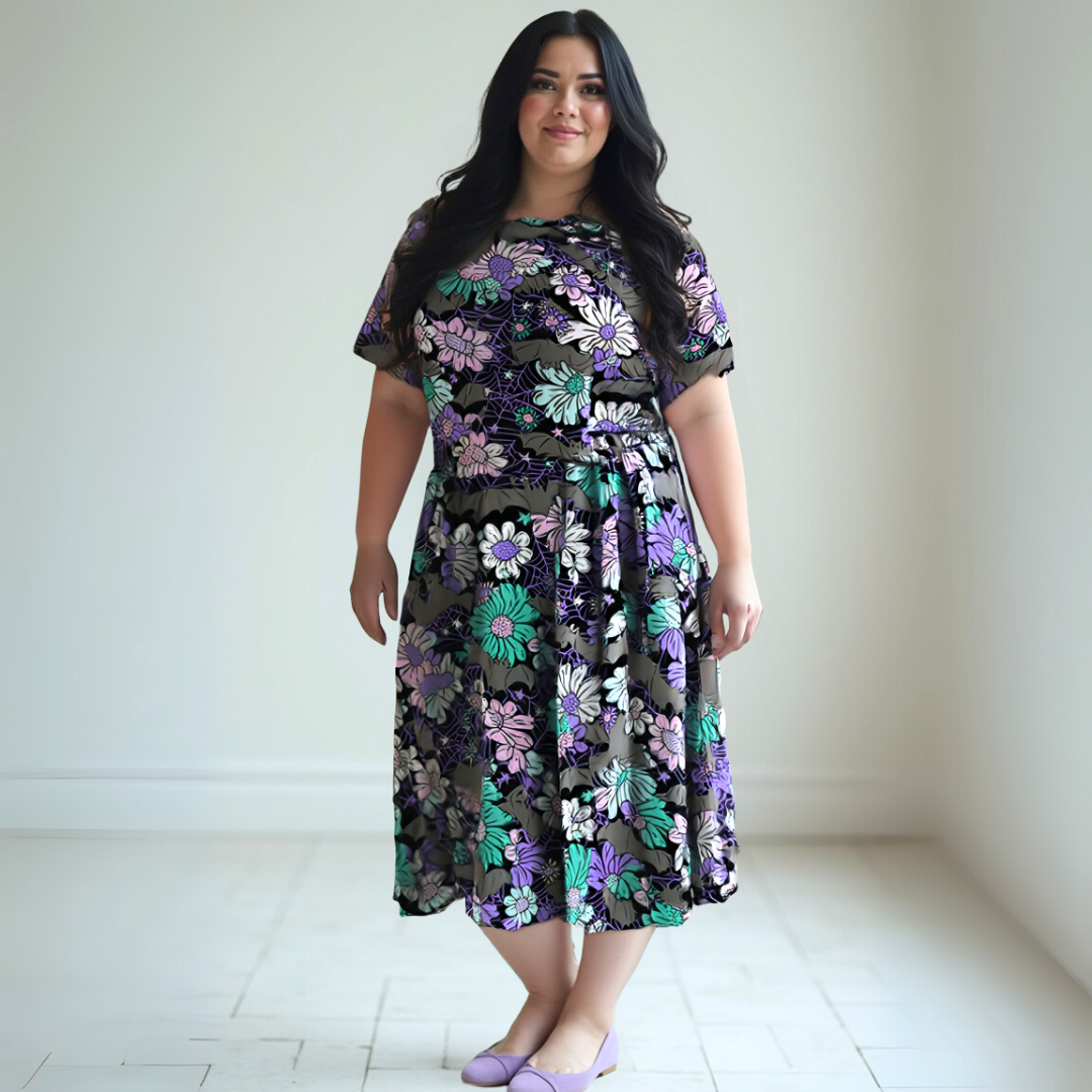 CANCELLED Pastel Goth Fit-and-Flare Short Midi Dress with Pockets - High-quality Handcrafted Vibrant Dresses