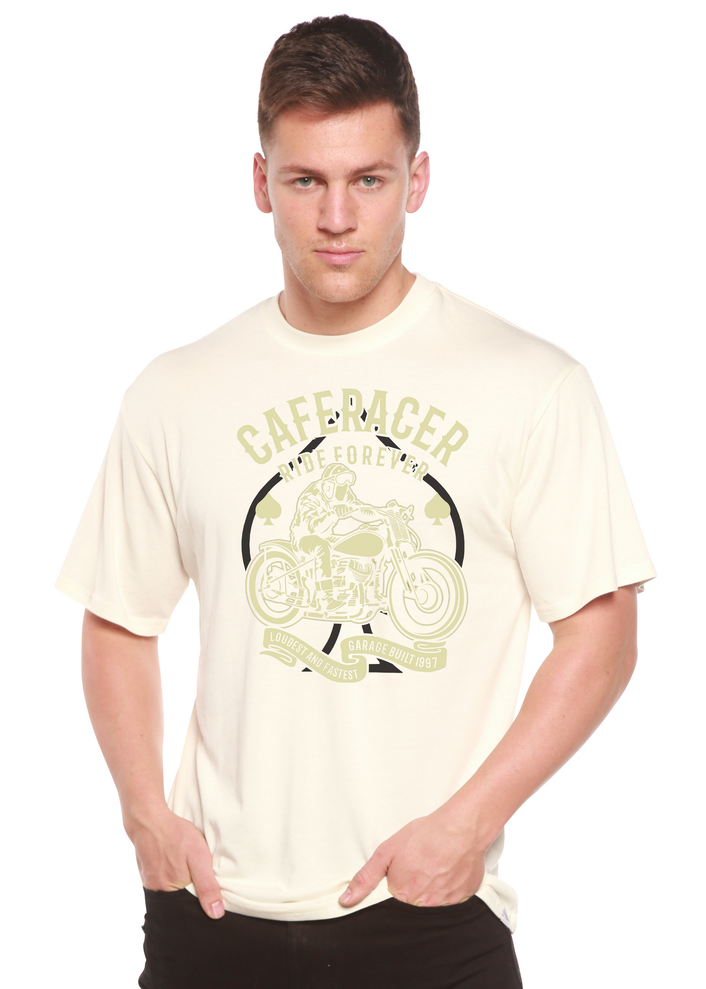 Caferacer Ride Forever Men's Bamboo Viscose/Organic Cotton Short Sleeve Graphic T-Shirt