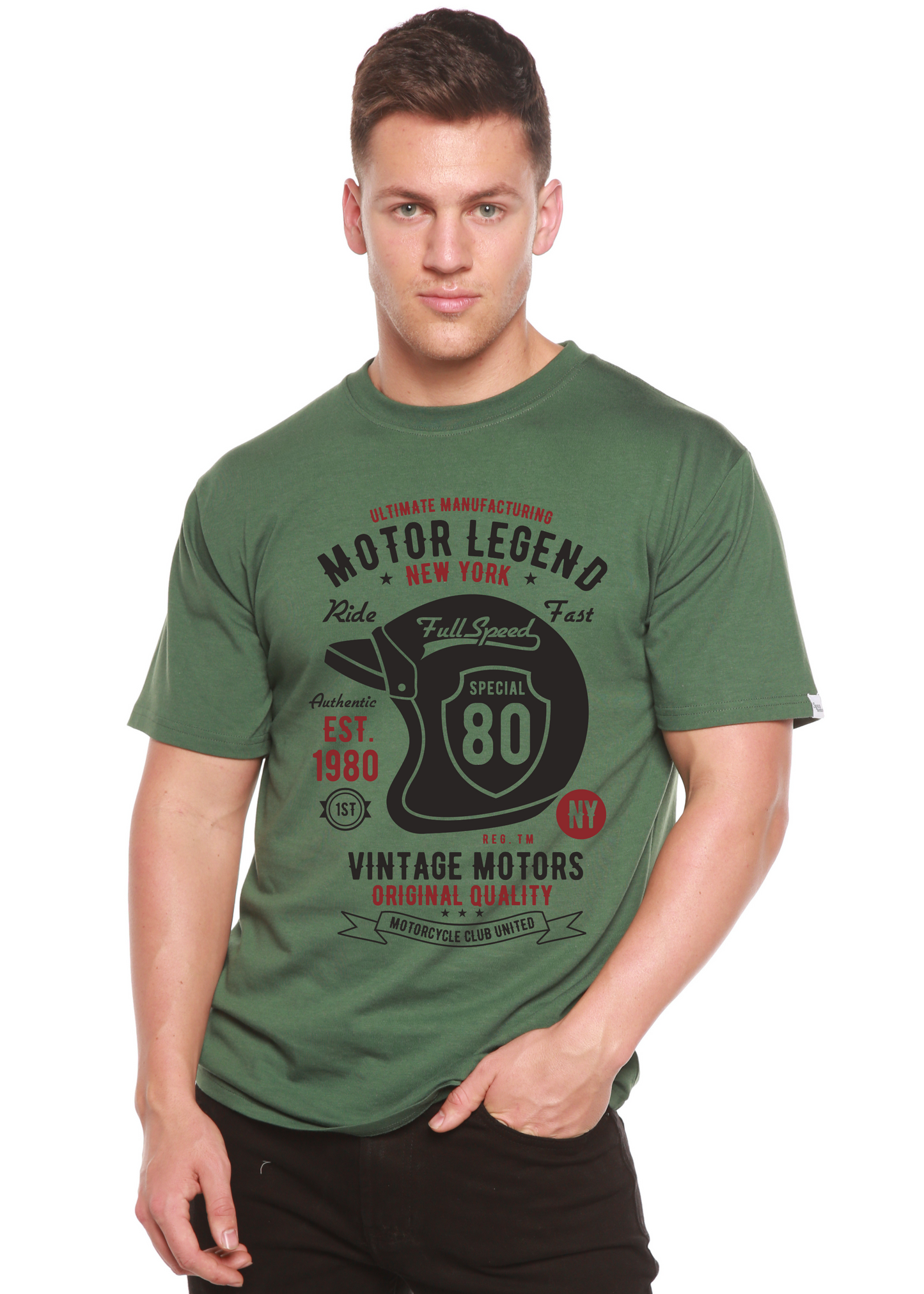 Motor Legend Helmet Men's Bamboo Viscose/Organic Cotton Short Sleeve Graphic T-Shirt
