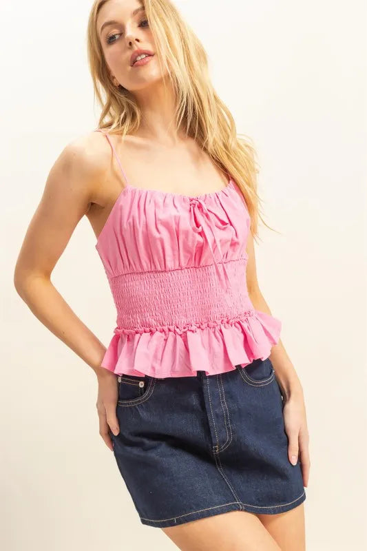HYFVE Poplin Smocked Waist Summery Cami Top