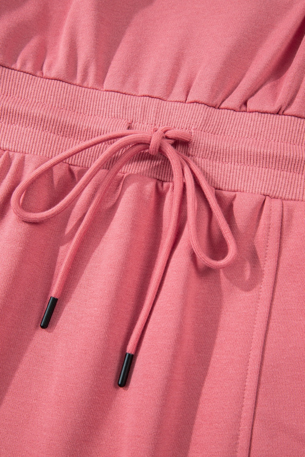 French Terry Zipped Collar Sleeveless Drawstring Waist Mini Dress