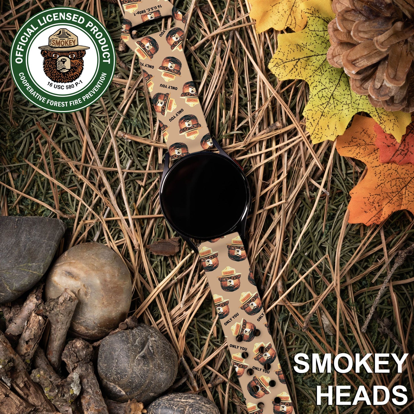 Smokey Bear Classic HD Watchband for Samsung, Garmin, Fossil, and More