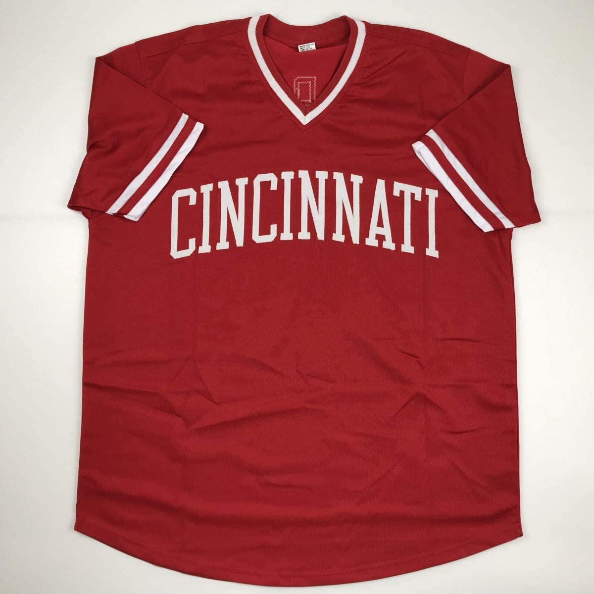 Autographed/Signed Barry Larkin Cincinnati Red Baseball Jersey JSA COA