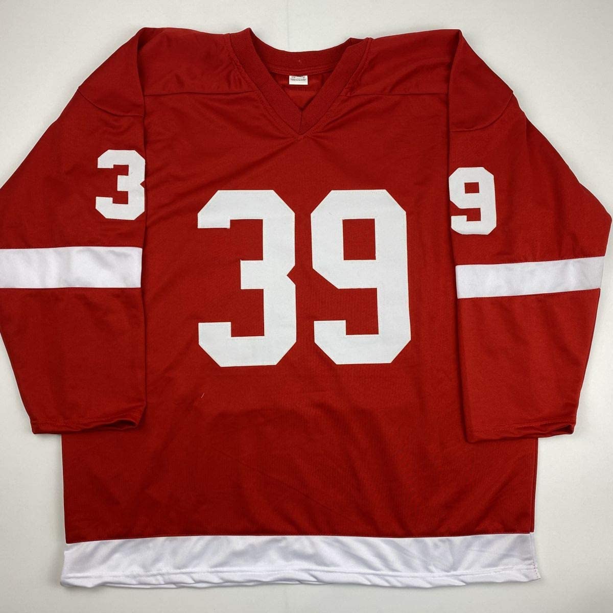 Autographed/Signed Dominik Hasek HOF 19 Detroit Red Hockey Jersey JSA COA