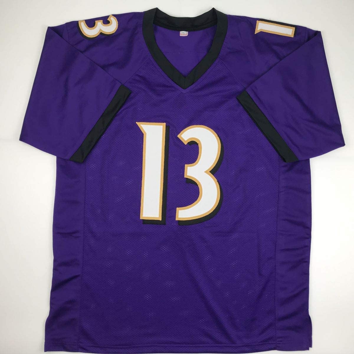 Autographed/Signed John Brown Baltimore Purple Football Jersey JSA COA
