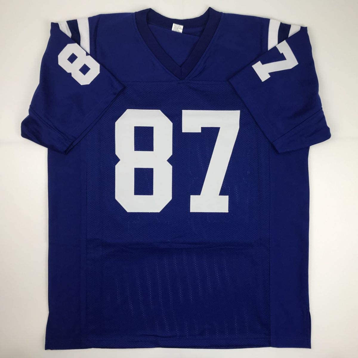 Autographed/Signed Reggie Wayne Indianapolis Blue Football Jersey JSA COA
