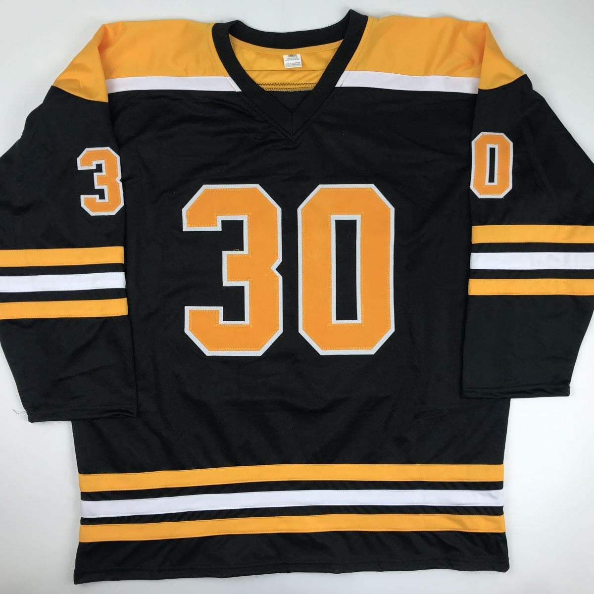 Autographed/Signed Gerry Cheevers HOF 85 Boston Black Hockey Jersey JSA COA