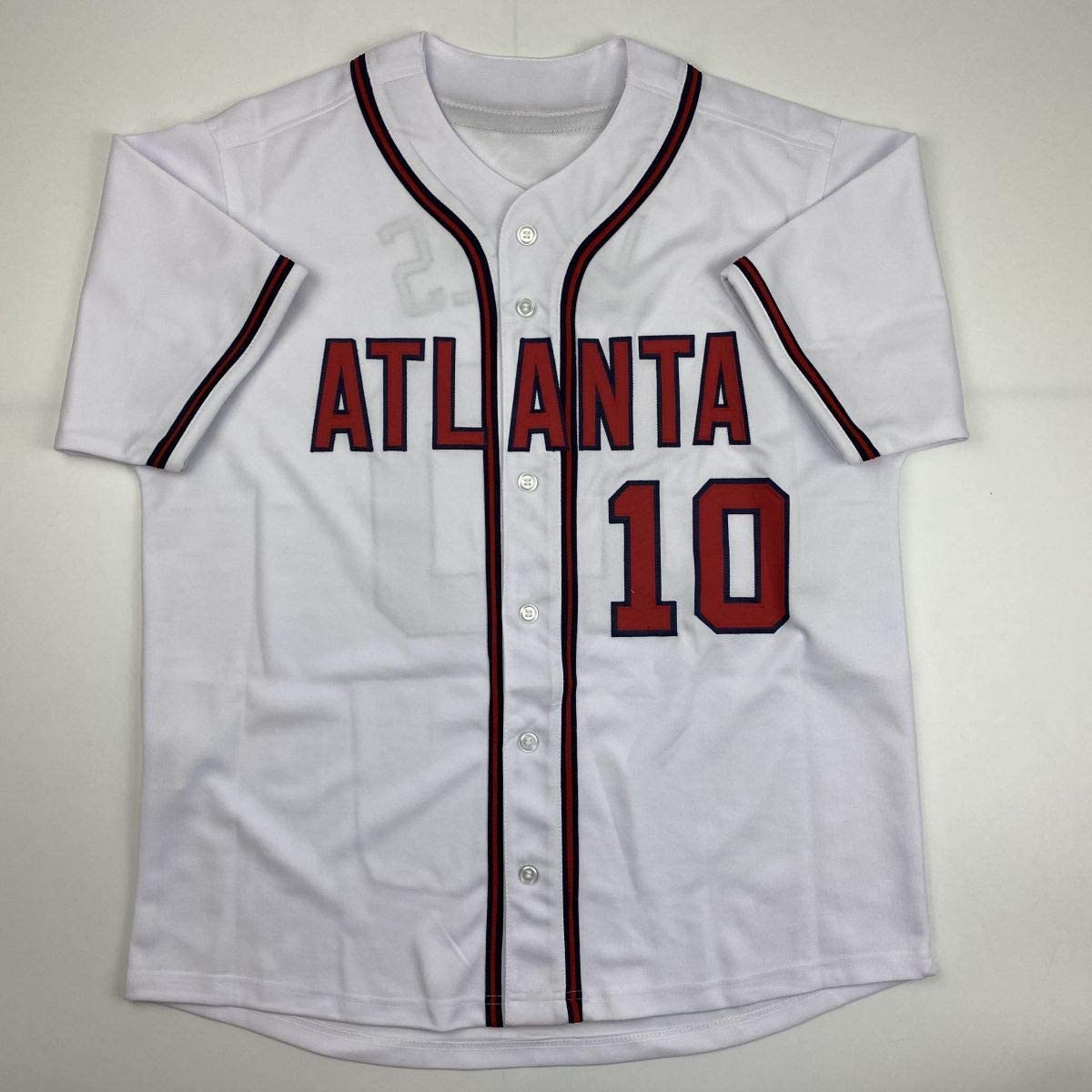 Autographed/Signed Chipper Jones Atlanta White Baseball Jersey JSA COA