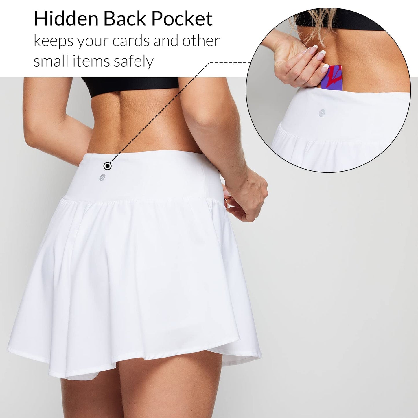 BALEAF Women's Swim Skirt Bottoms 3" Swim Board Shorts High Waisted Tummy Control Swimwear Bottoms with Liner White 2XL