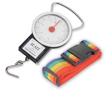 Luggage Scale, TFY Travel Luggage Manual Scale with Tape Measure Plus a Luggage Strap, Measure Up to 75 lbs and 39 Inchs