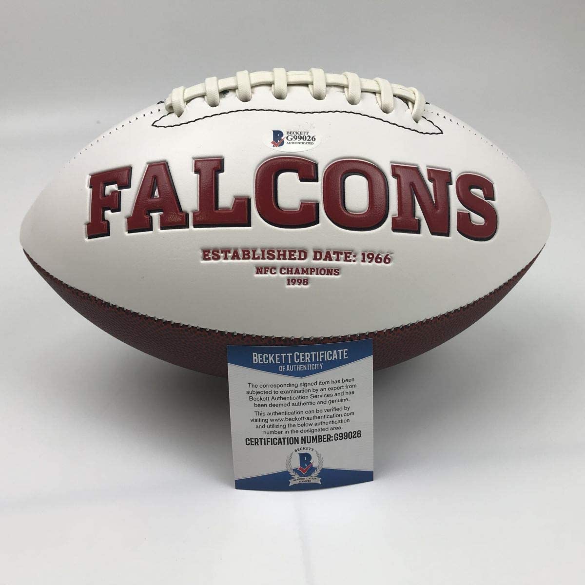 Autographed/Signed Matt Ryan Atlanta Falcons Full Size FS White Panel Logo Football Beckett BAS COA
