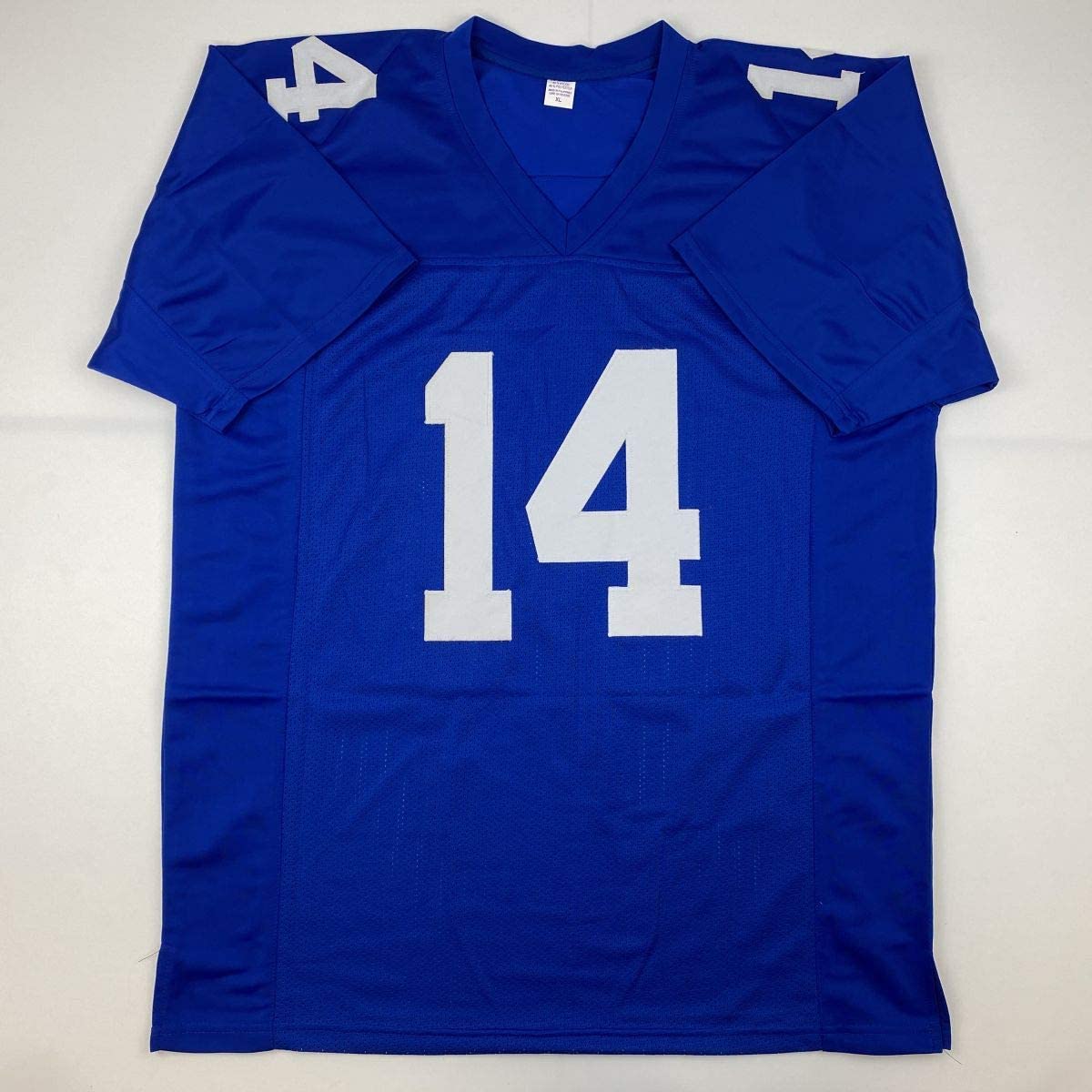 Autographed/Signed YA Y.A. Tittle HOF 71 New York Blue Football Jersey JSA COA