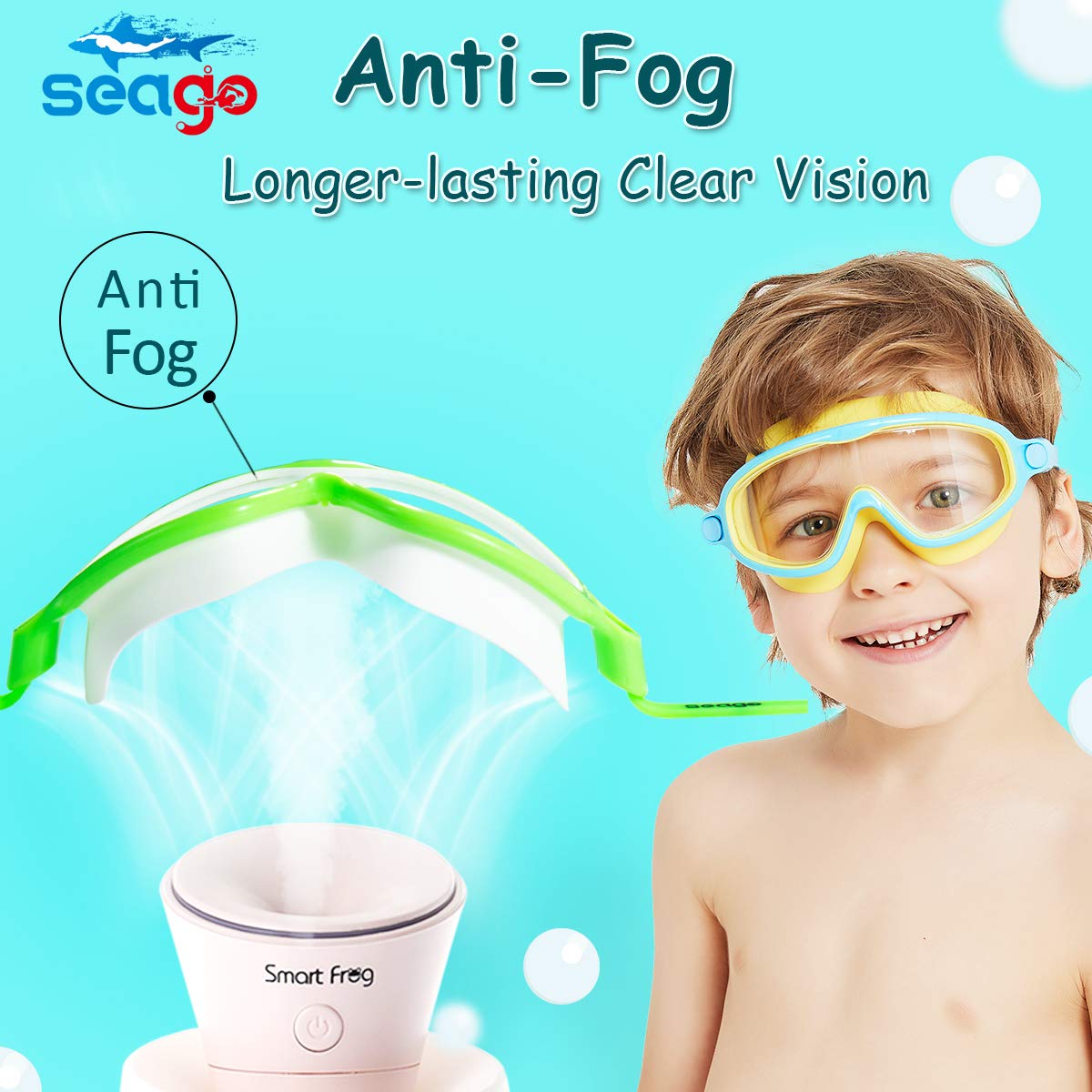 Seago Swimming Goggles 2 Pack Anti-Fog Anti-UV Wide View for Kids 3-15