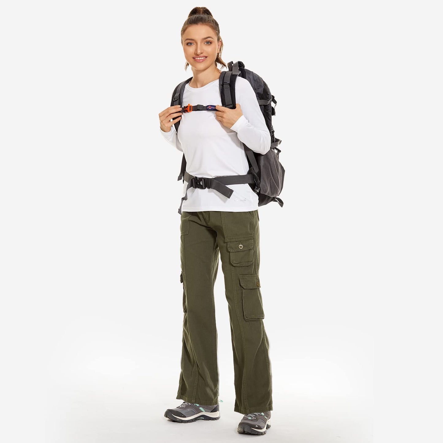 Women's Hiking Cargo Pants Joggers Cotton Casual Military Army Combat Work Pants with 7 Pockets,Army Green XL