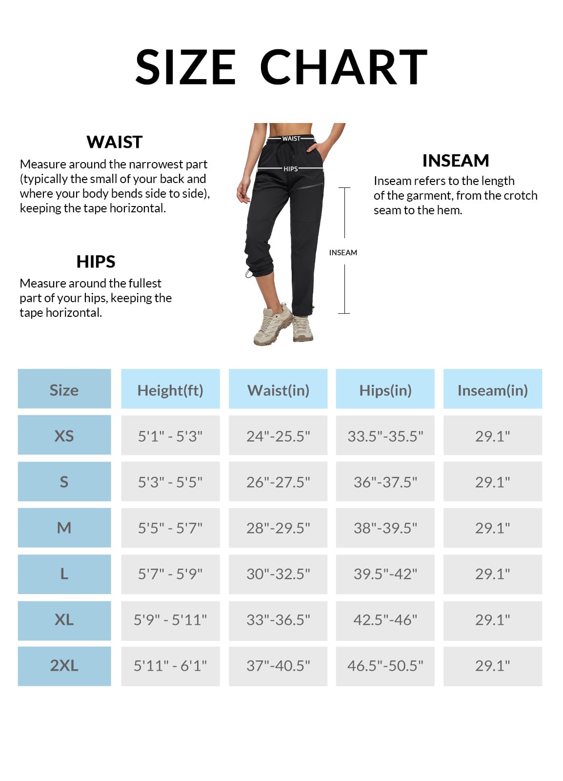 BALEAF Women's Hiking Pants Quick Dry Lightweight Water Resistant Elastic Waist Cargo Pants Black L