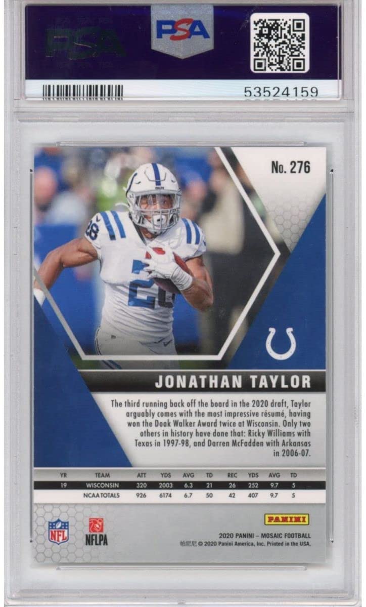 Graded 2020 Panini Mosaic Jonathan Taylor #276 Rookie RC Football Card PSA 10 Gem Mint