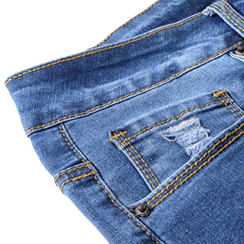 vanberfia Women's High Waist Denim Jean Raw Hem Ripped Shorts with Pockets (JS20196035-2, S)