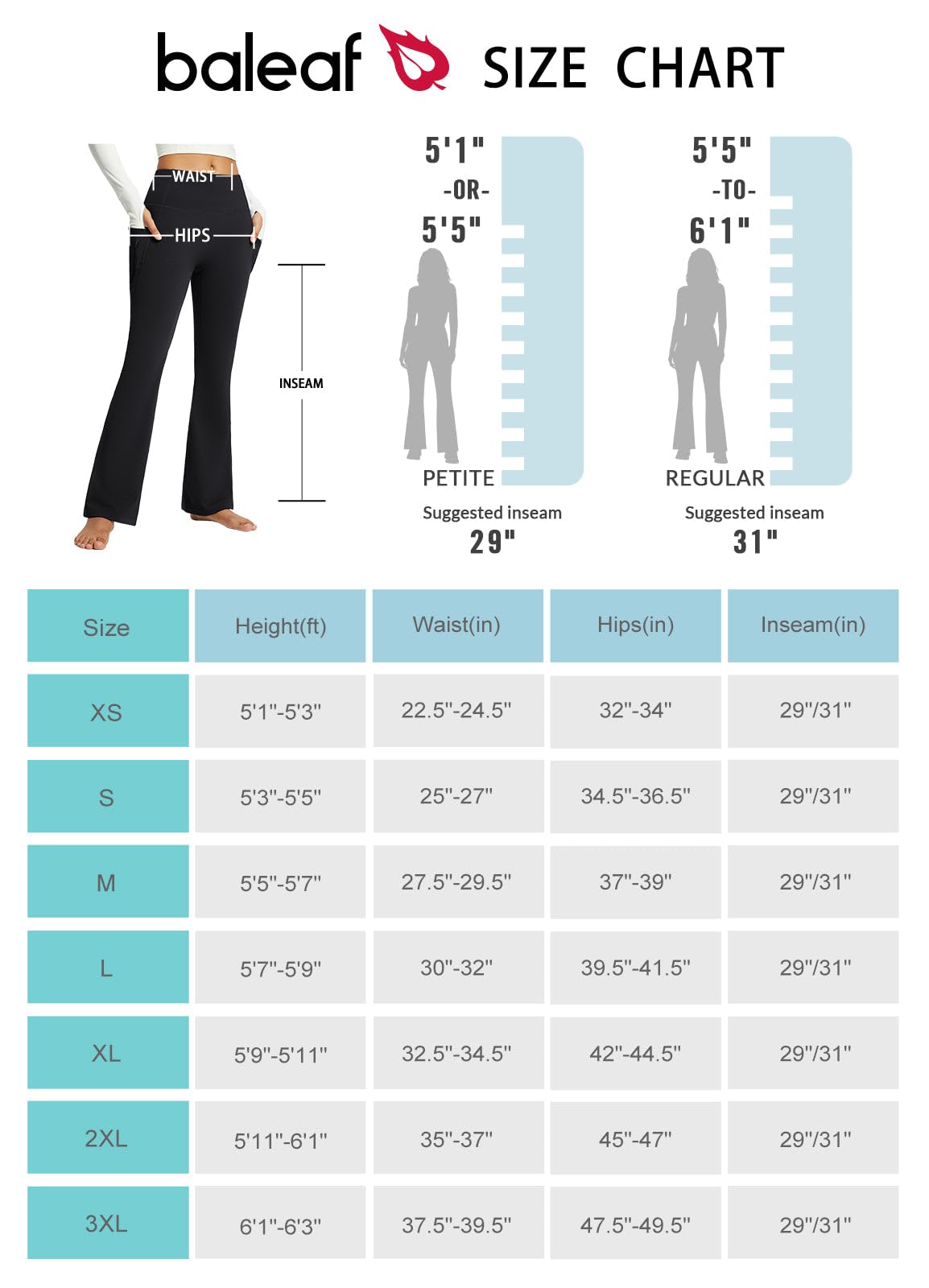BALEAF Women's Fleece Lined Pants Winter Thermal Warm Yoga Pants Flare Leggings Waterproof Warm Bell Bottom Leggings with Pockets 29'' Black L