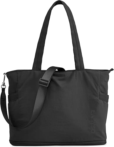 Tote Bag for Women with Zipper, Expandable Travel Tote Bag for Work, Large Weekender Gym Bag with Yoga Mat Strap