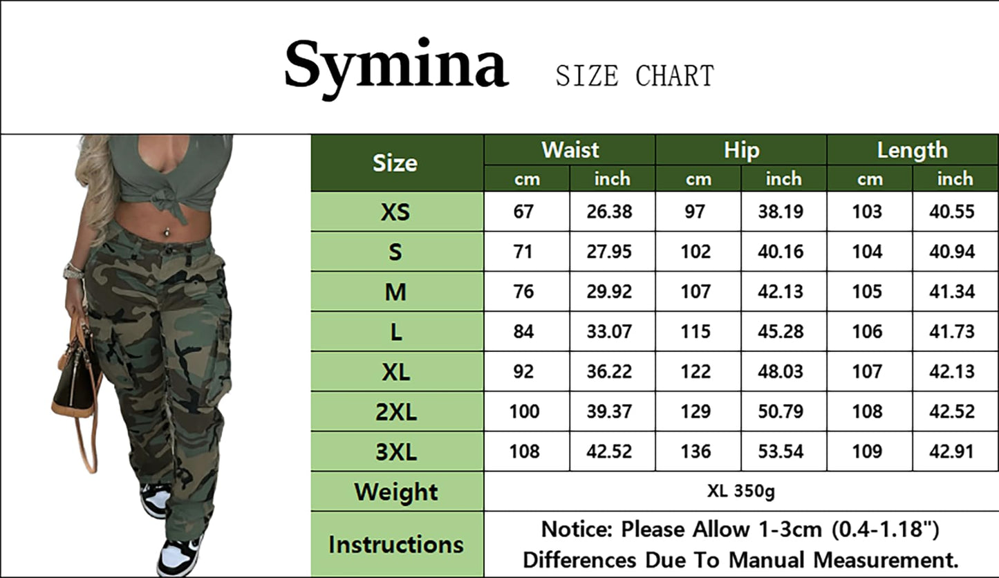 Women's Camo Cargo Pants High Waist Camouflage Casual Long Skinny Joggers with Pockets