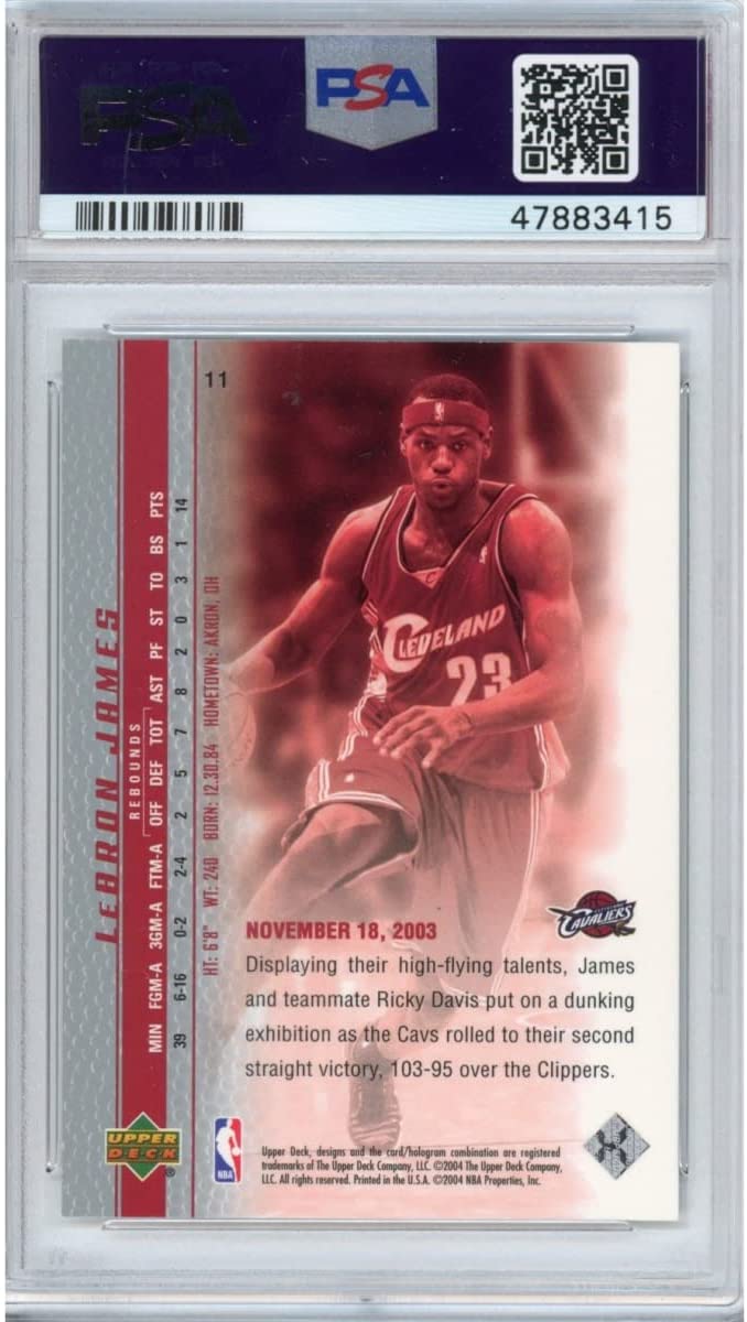 Graded 2003-04 Upper Deck UD LeBron James #11 Phenomenal Beginning Rookie RC Basketball Card PSA 10 Gem Mint