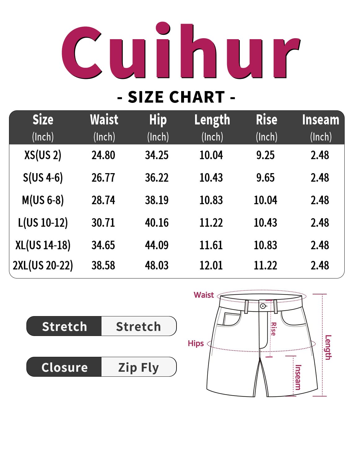 Cuihur Women's Summer High Waisted Denim Shorts Folded Hem Casual Short Jeans Black 12