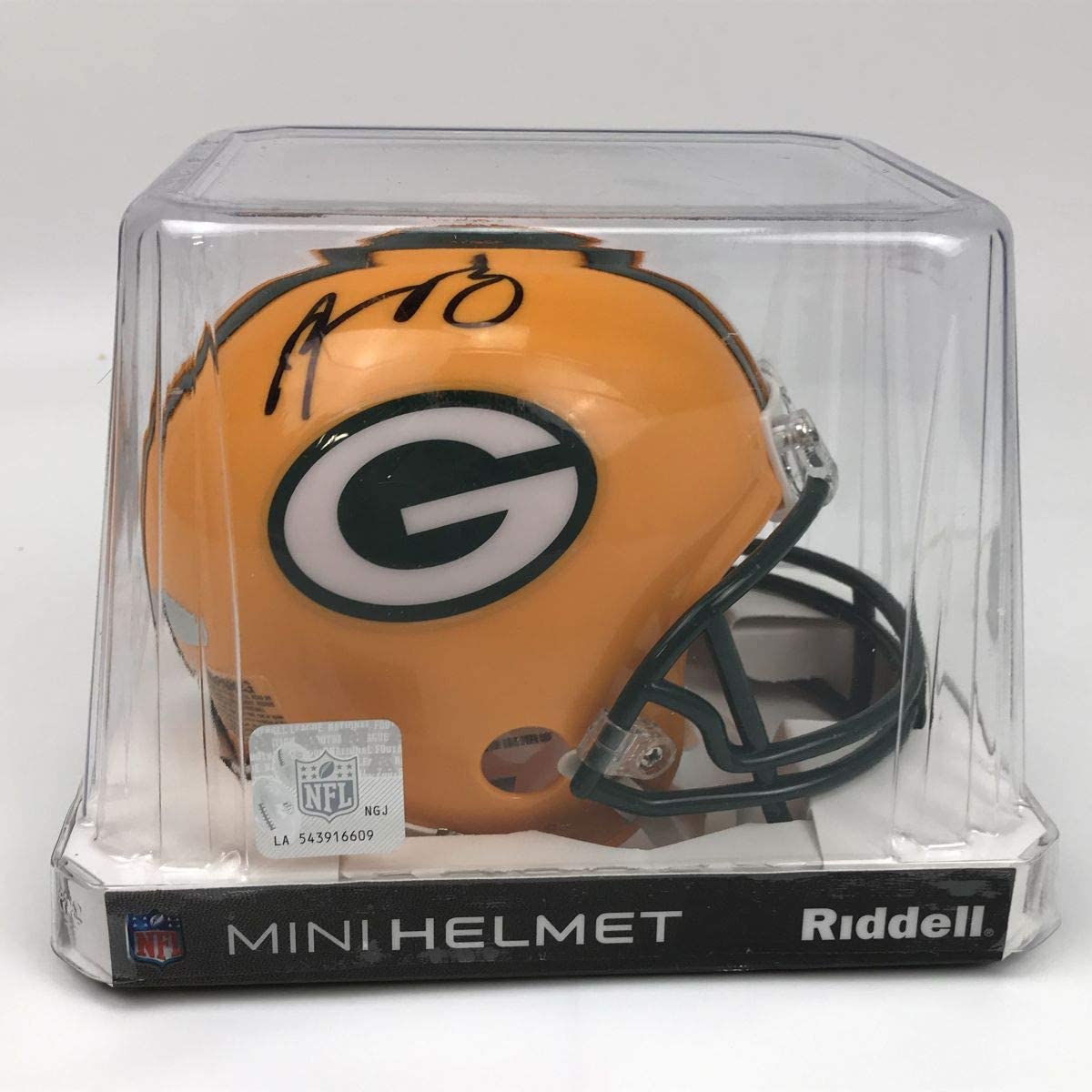 Autographed/Signed Aaron Rodgers Green Bay Packers Football Mini Helmet Steiner Sports COA