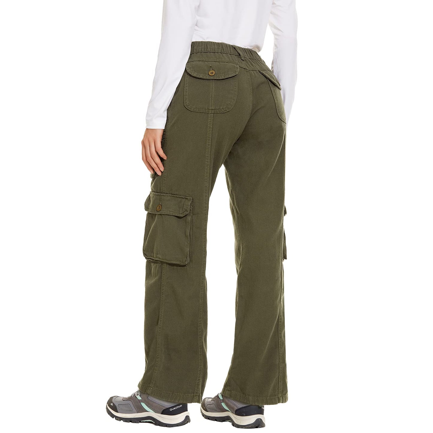 Women's Hiking Cargo Pants Joggers Cotton Casual Military Army Combat Work Pants with 7 Pockets,Army Green XL