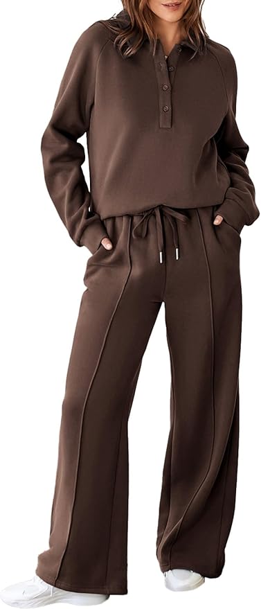 Aleumdr Women's 2 Piece Outfits Sweatsuit Oversized Sweatshirt Wide Leg Sweatpants Matching Lounge Set 2024