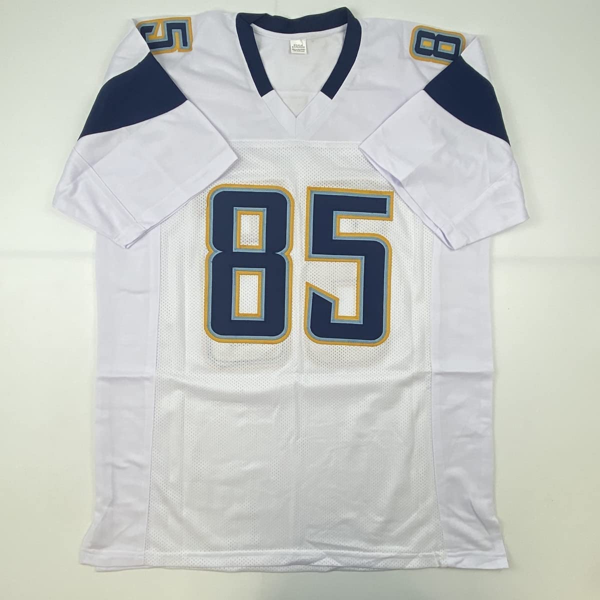 Autographed/Signed Antonio Gates Los Angeles LA White Football Jersey Beckett BAS COA