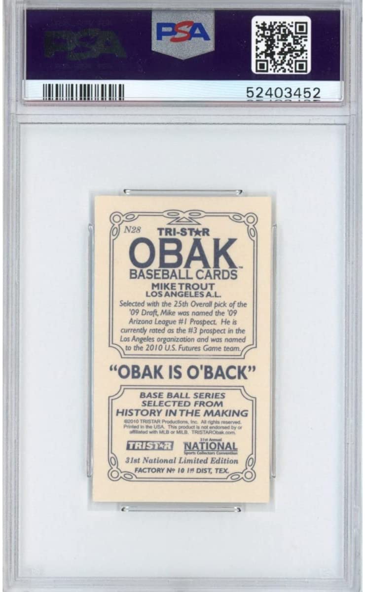 Graded 2010 Tristar Obak Mini Mike Trout #N28 31st National Promo Rookie RC Baseball Card PSA 10 Gem Mint
