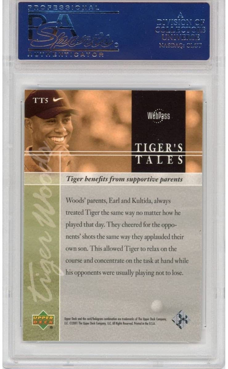 Graded 2001 Upper Deck UD Golf Tiger Woods #TT5 Tiger's Tales Rookie RC Golf Card PSA 10 Gem Mint
