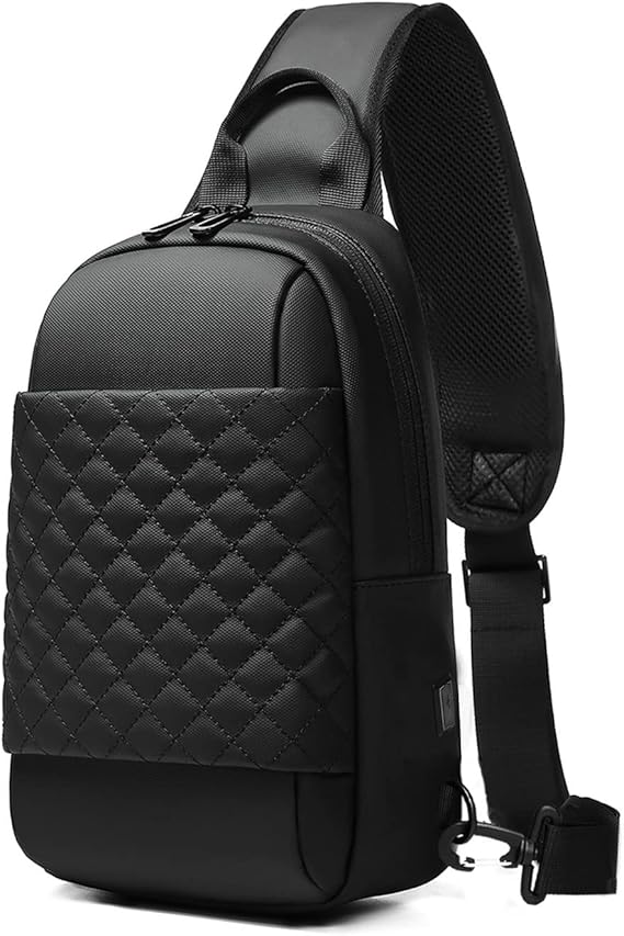 Sling Bag Chest Shoulder Backpack, Crossbody Sling Backpack for Men, Waterproof Single Shoulder Dayback with USB Charging Port for Commuting
