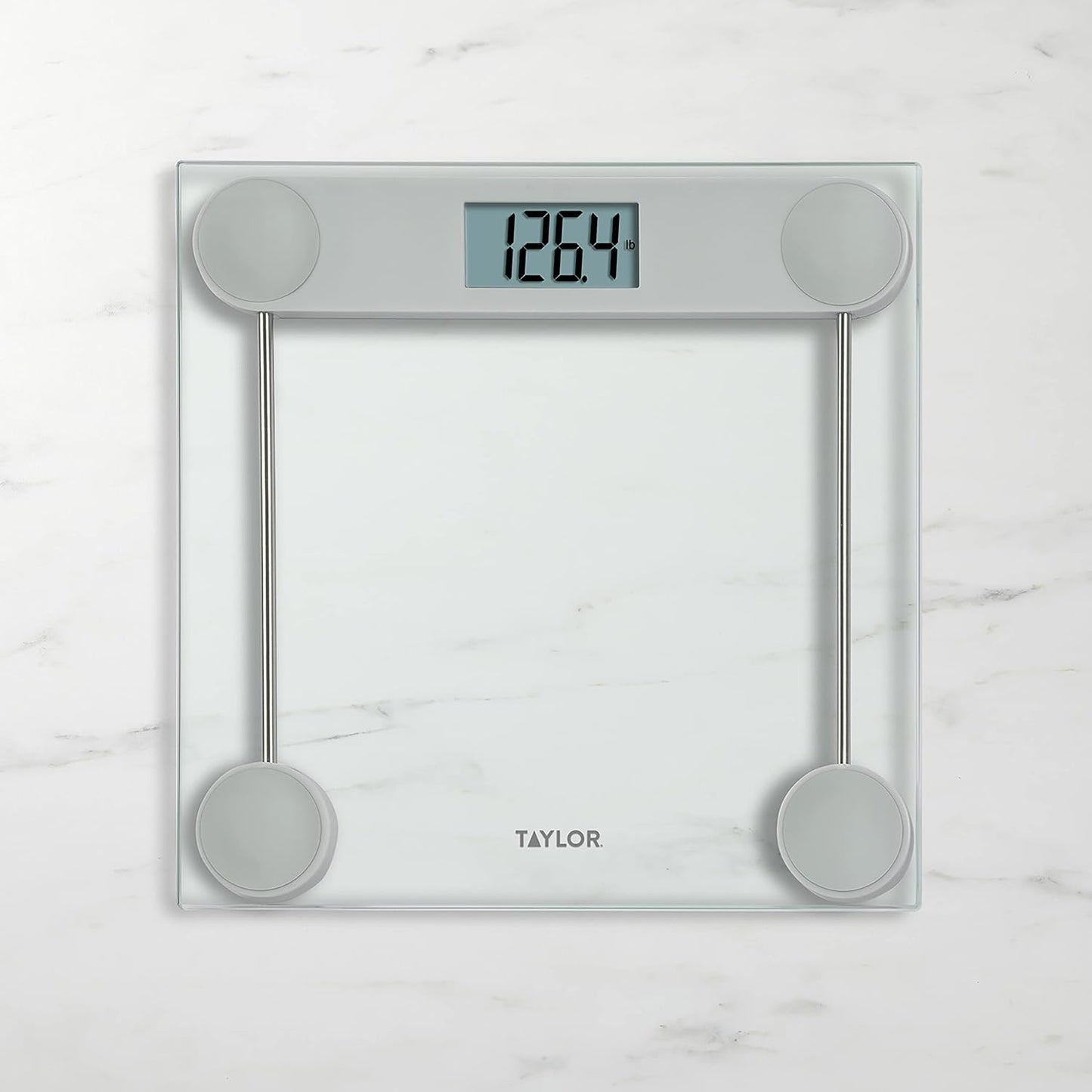 Taylor Digital Bathroom Scale, Highly Accurate Body Weight Scale, Instant On and Off, 400 lb, Sturdy Clear Glass with ChromeFinish Base