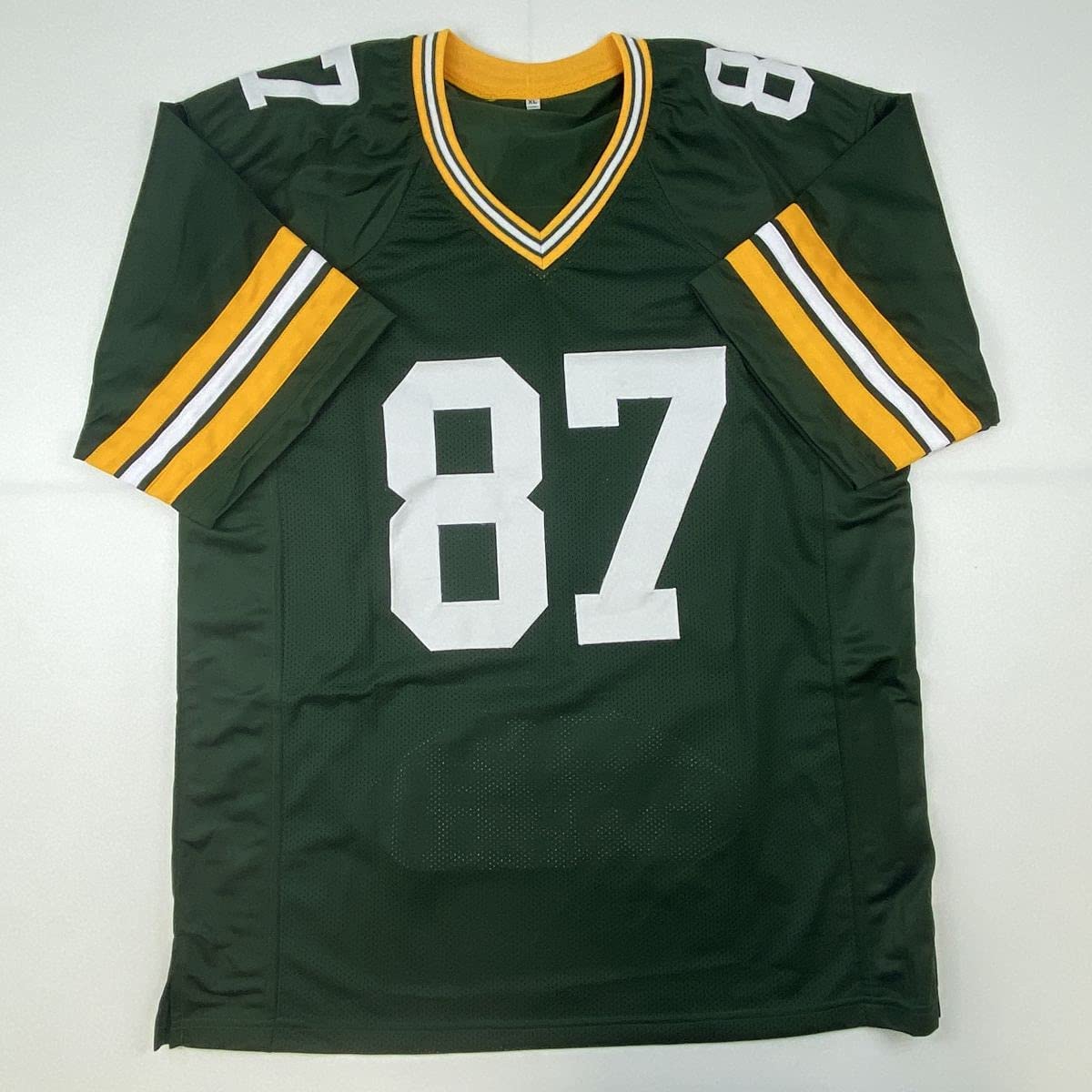 Autographed/Signed Jordy Nelson Green Bay Green Stat Football Jersey JSA COA