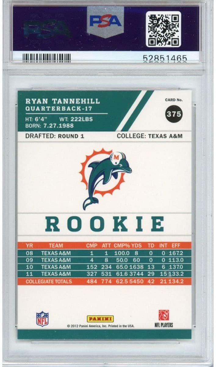 Graded 2012 Panini Score Ryan Tannehill #375 Scrambling Rookie RC Football Card PSA 10 Gem Mint