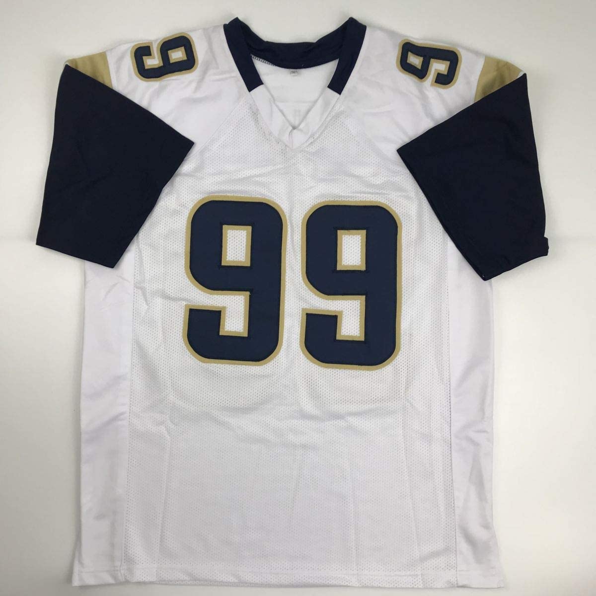 Autographed/Signed Aaron Donald Los Angeles White Football Jersey JSA COA