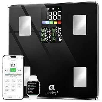 Arboleaf Scale for Body Weight, Smart Weight Scale with BMI, Body Fat, Muscle Mass, Digital Bathroom Scale, Large LED Display, 14 Body Composition, High Accurate, 500lbs, 11.8", FSA HSA Eligible