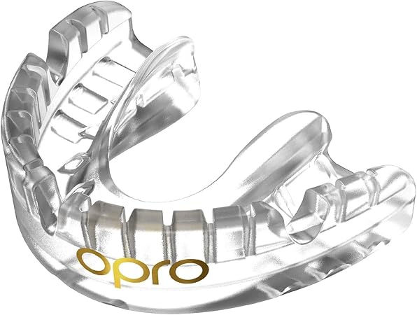 OPRO Gold Level Braces Mouth Guard ‰ÛÒ Moldable Mouthguard for Superior Comfort and Fit for Boxing, Rugby, Hockey, MMA, BJJ, & UFC ‰ÛÒ Adults & Youth Mouthpiece with Mouth Guard Case Included (Clear)