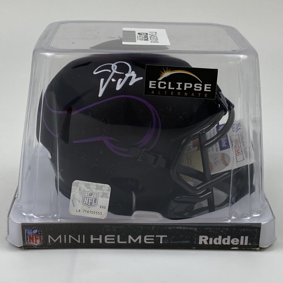 Autographed/Signed Justin Jefferson Minnesota Vikings Eclipse Football Mini Football Helmet JSA COA