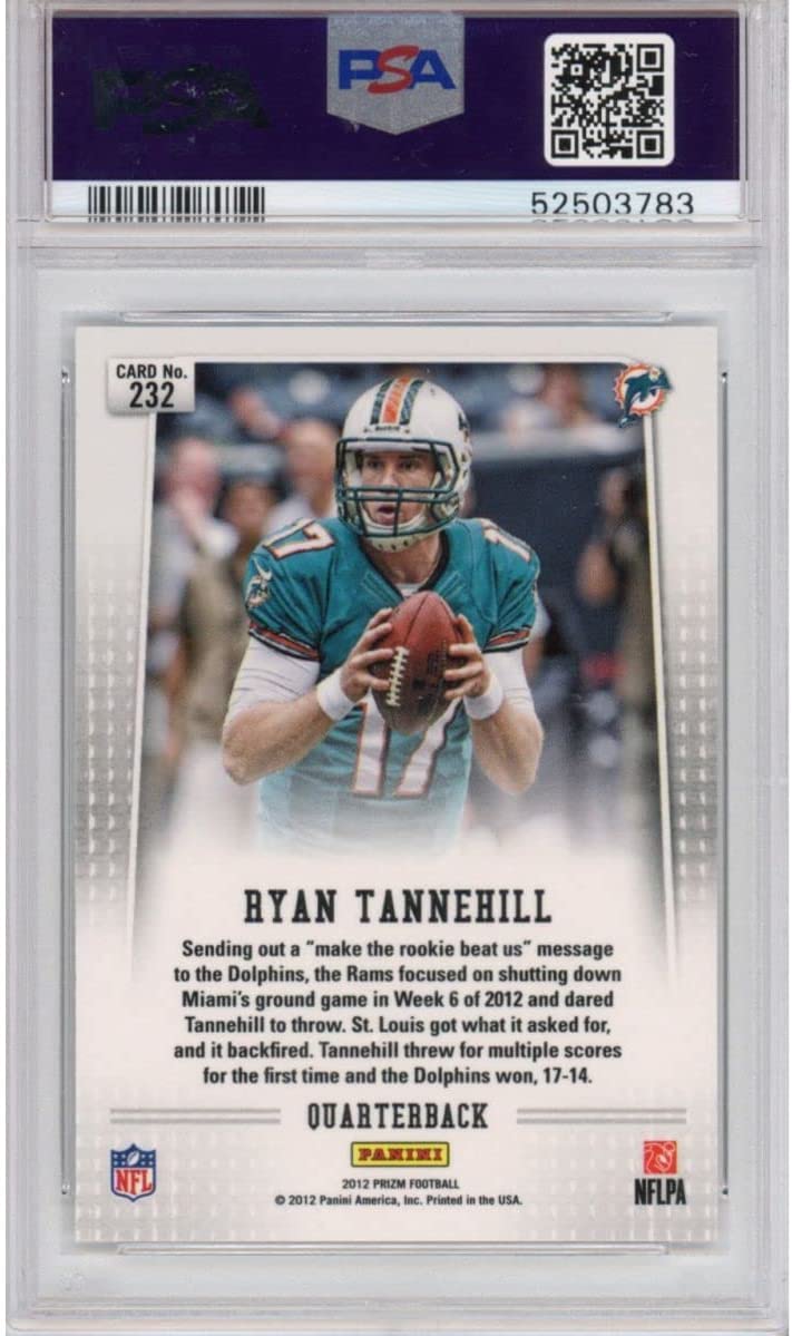 Graded 2012 Panini Prizm Ryan Tannehill #232 Aqua Blue Jersey Rookie RC Football Card PSA 10 Gem Mint