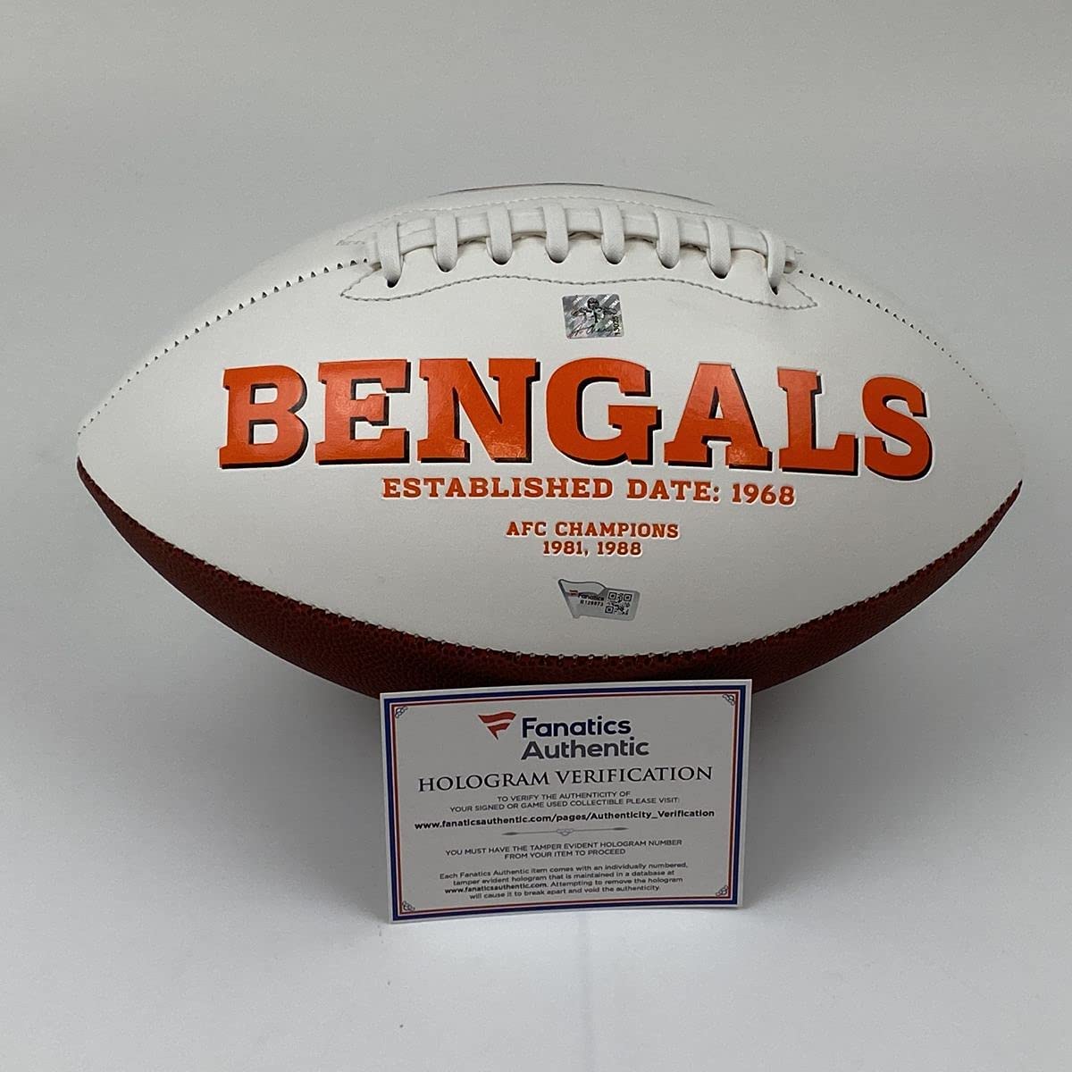 Autographed/Signed Ja'Marr Chase Cincinnati Bengals Full Size F/S White Panel Logo Football Fanatics COA