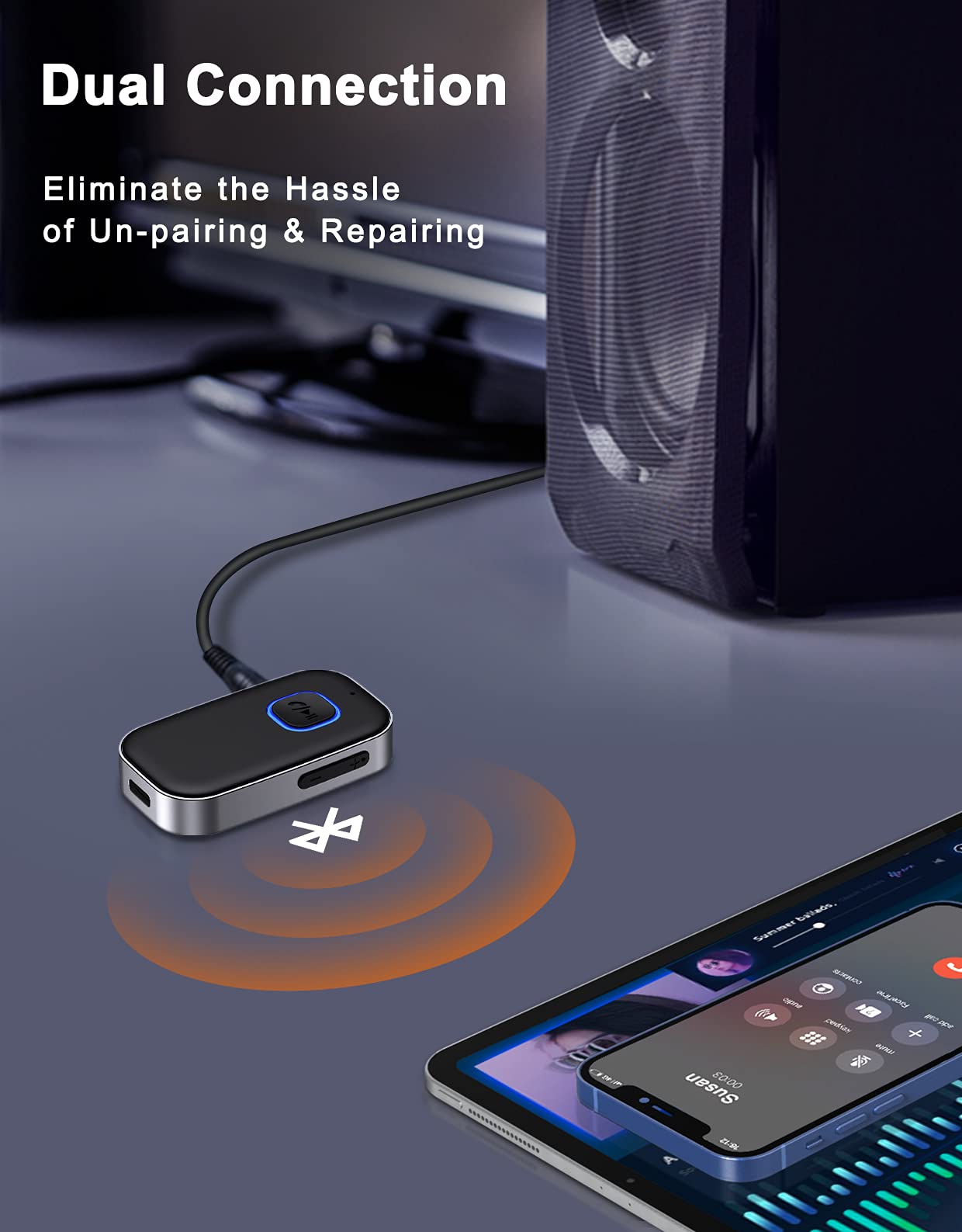 Bluetooth Receiver for Car, Noise Cancelling 3.5mm AUX Bluetooth Car Adapter