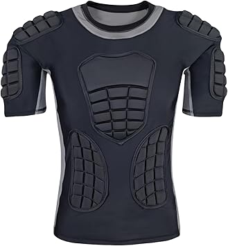 Topeter Men‰۪s Padded Football Shirt with Chest, Rib, Back, Shoulder Pads, Impact Protection Shirts for Rugby, Baseball
