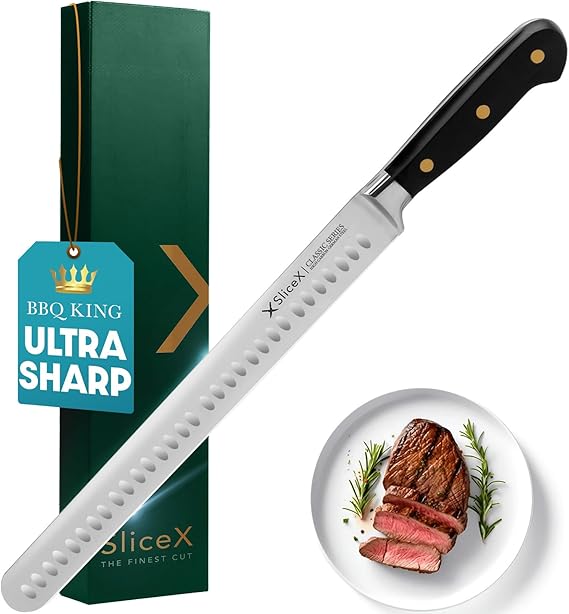 Classic Brisket Slicing Knife Set - German Steel Razor Sharp 12" Carving Knife for Meat - Premium Meat Carving Knife Full Tang - Slicing Knife for Meat