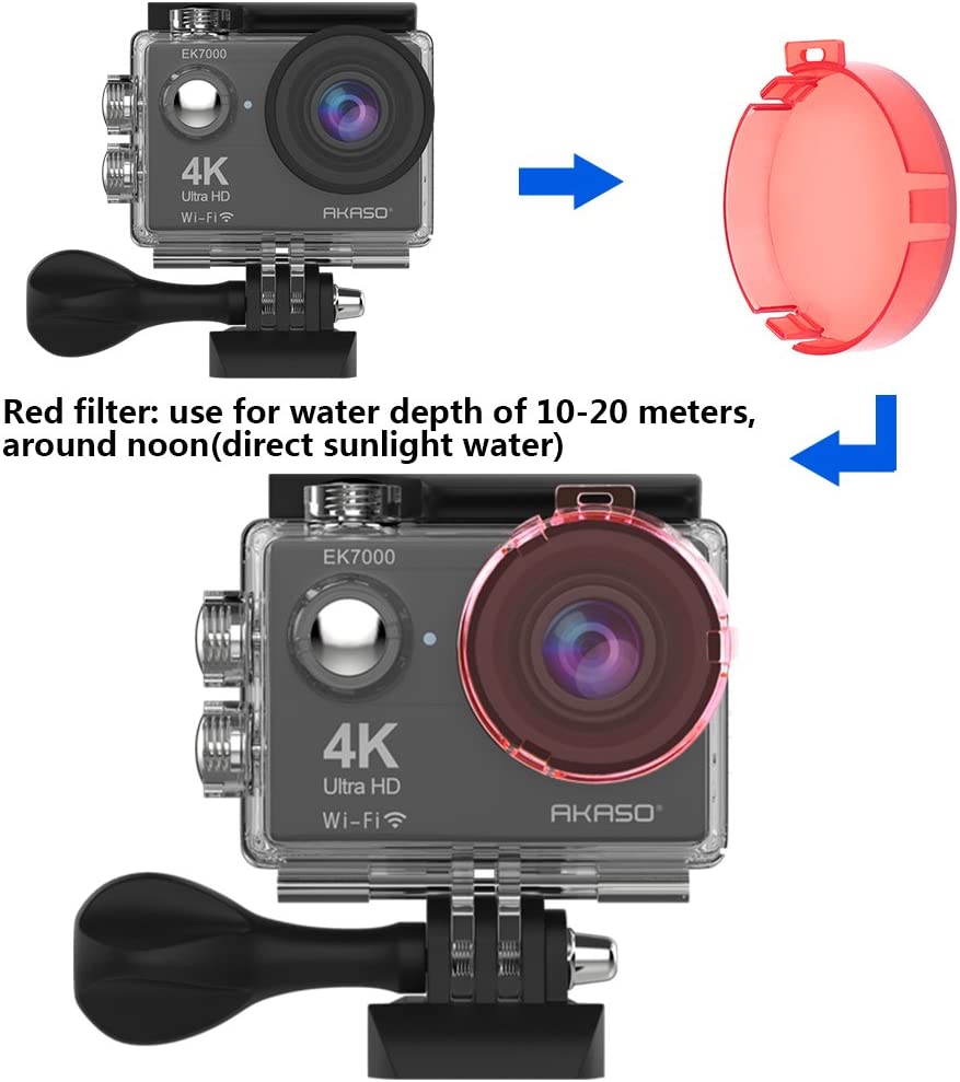 AKASO Action Camera Filter 6-Pack Super Suit Housing for EK7000 (Diameter 38mm) Underwater Video Filming