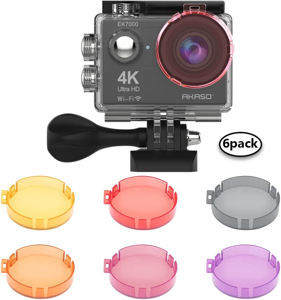 AKASO Action Camera Filter 6-Pack Super Suit Housing for EK7000 (Diameter 38mm) Underwater Video Filming